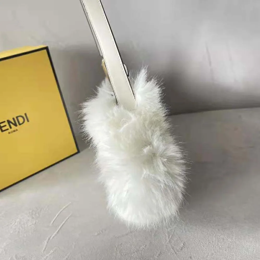 Fendi O'Lock Swing Camellia Leather and Fox Fur Pouch for Women