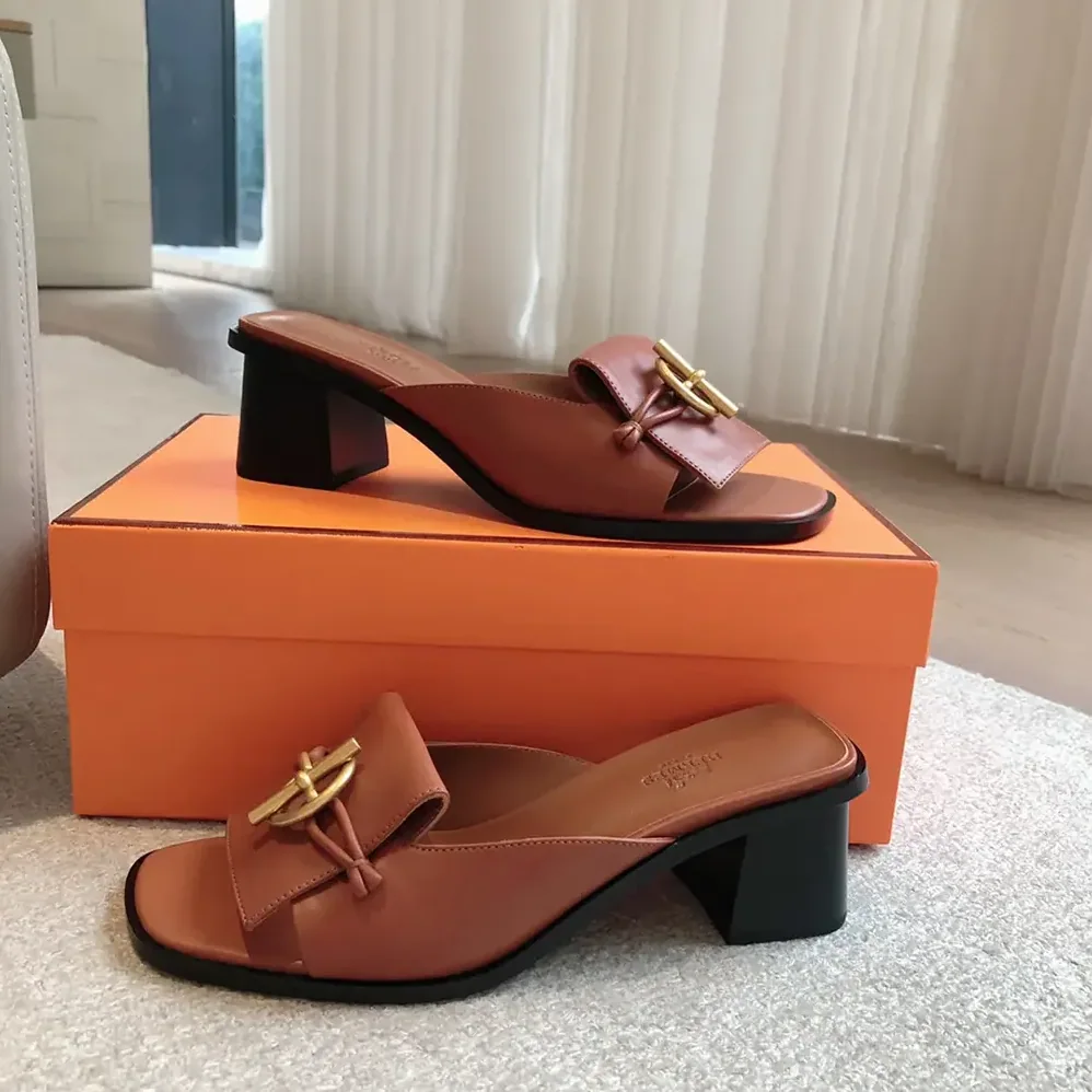 Hermes Ilot 50 Sandal in Calfskin Leather-Brown H241142Z for Women Hermes Ilot 50 Sandal in Calfskin Leather-Brown H241142Z for Women