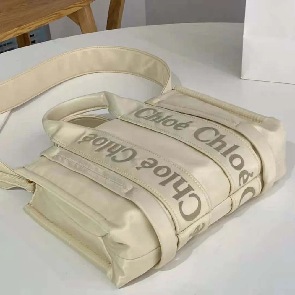 Chloe Small Woody Tote Bag for Women in White Chloe Small Woody Tote Bag for Women in White