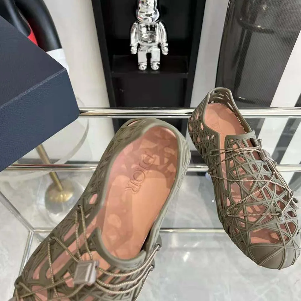 Dior Warp Sandal Khaki Cosmo Rubber with Warped Cannage Motif for Men