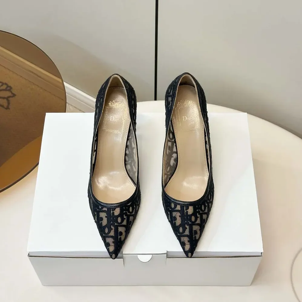 Dior Adiorable Pump Black Dior Oblique Embroidered Mesh for Women