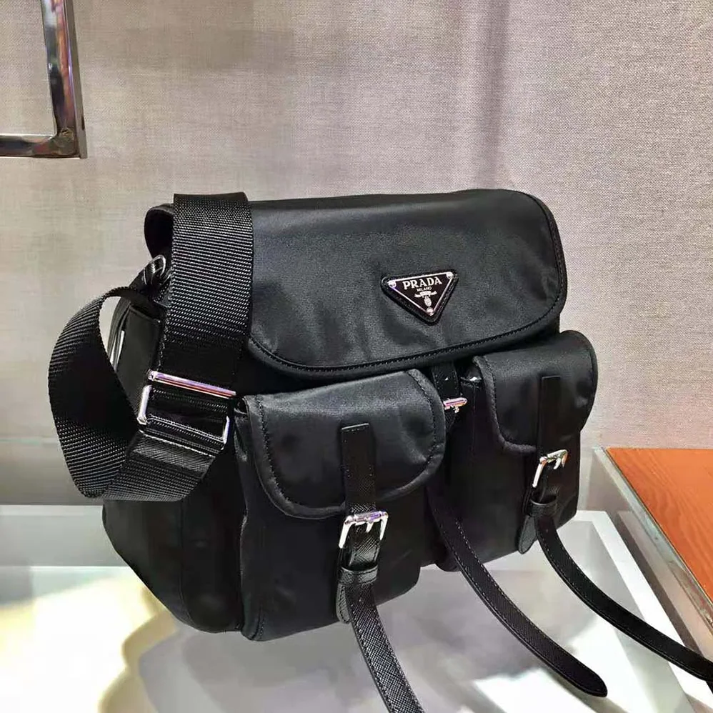 Prada Nylon Shoulder Bag for Women in Black