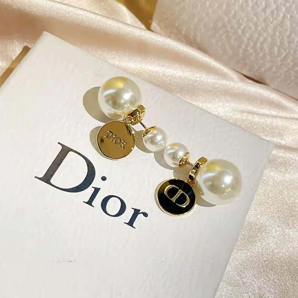 Dior Tribales earrings Gold-Finish Metal and White Resin Pearls with Black Lacquer for Women Dior Tribales earrings Gold-Finish Metal and White Resin Pearls with Black Lacquer for Women