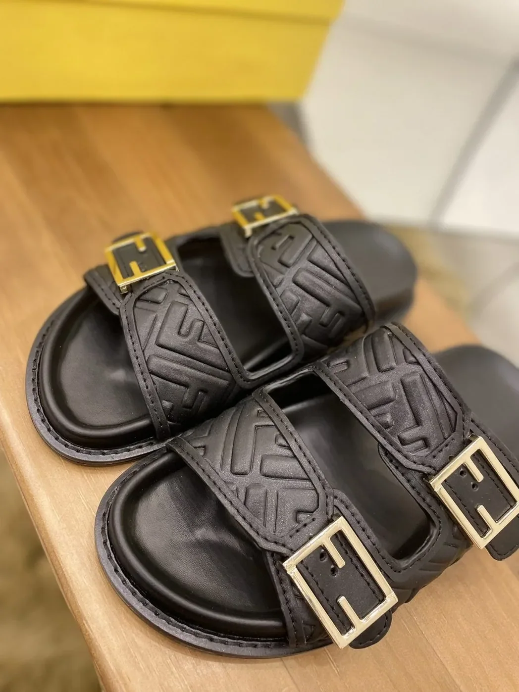 Fendi Feel Slides Black Fendi Feel Slides Black