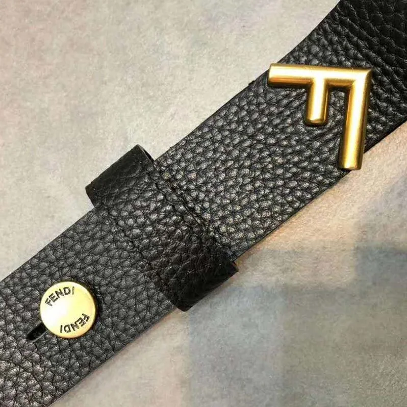Fendi Long Tie Belt with F-Shaped Tip for Women in Black