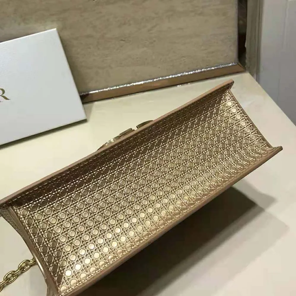 Dior 30 Montaigne Chain Bag Metallic Gold Microcannage Calfskin for Women Dior 30 Montaigne Chain Bag Metallic Gold Microcannage Calfskin for Women