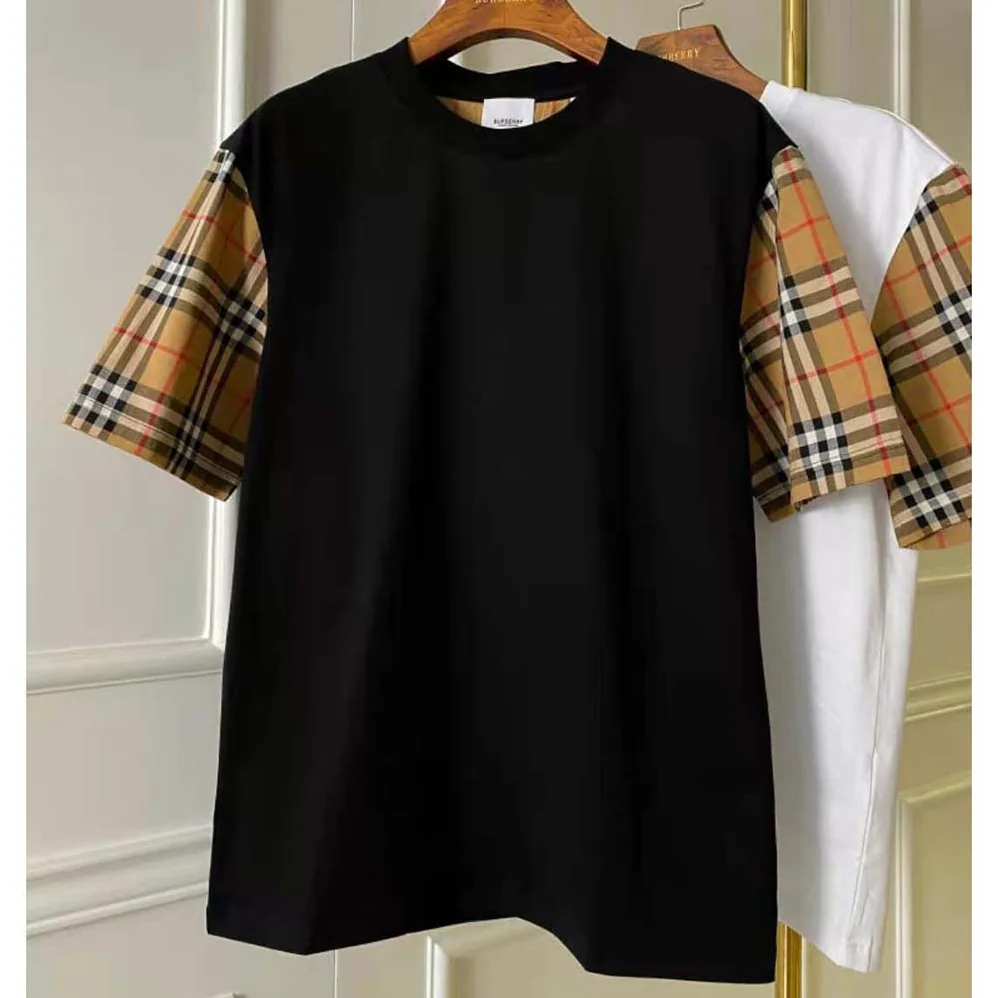 Burberry Vintage Check Sleeve Cotton T-shirt for Men in Black Burberry Vintage Check Sleeve Cotton T-shirt for Men in Black