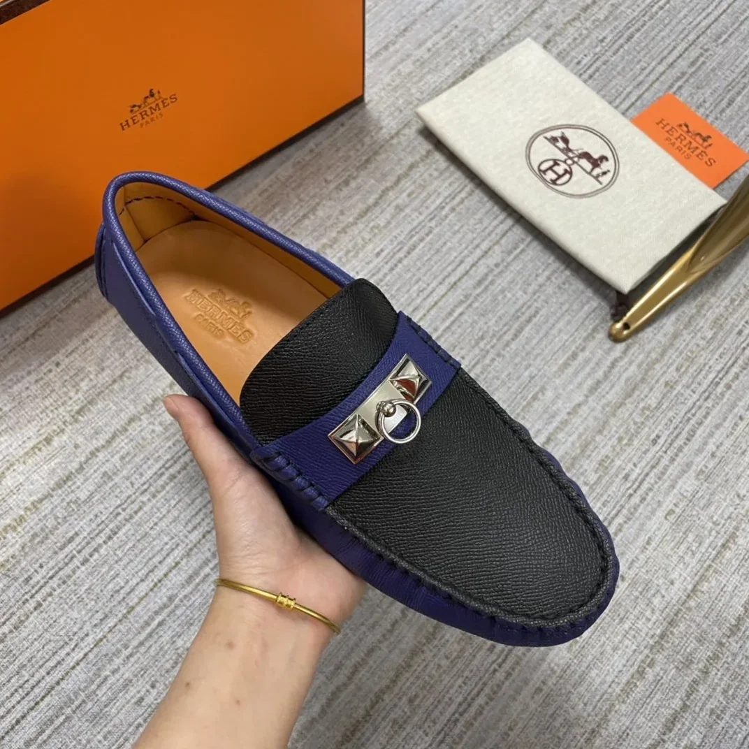 Hermes Irving Loafer Blue in Black Hermes Irving Loafer Blue in Black