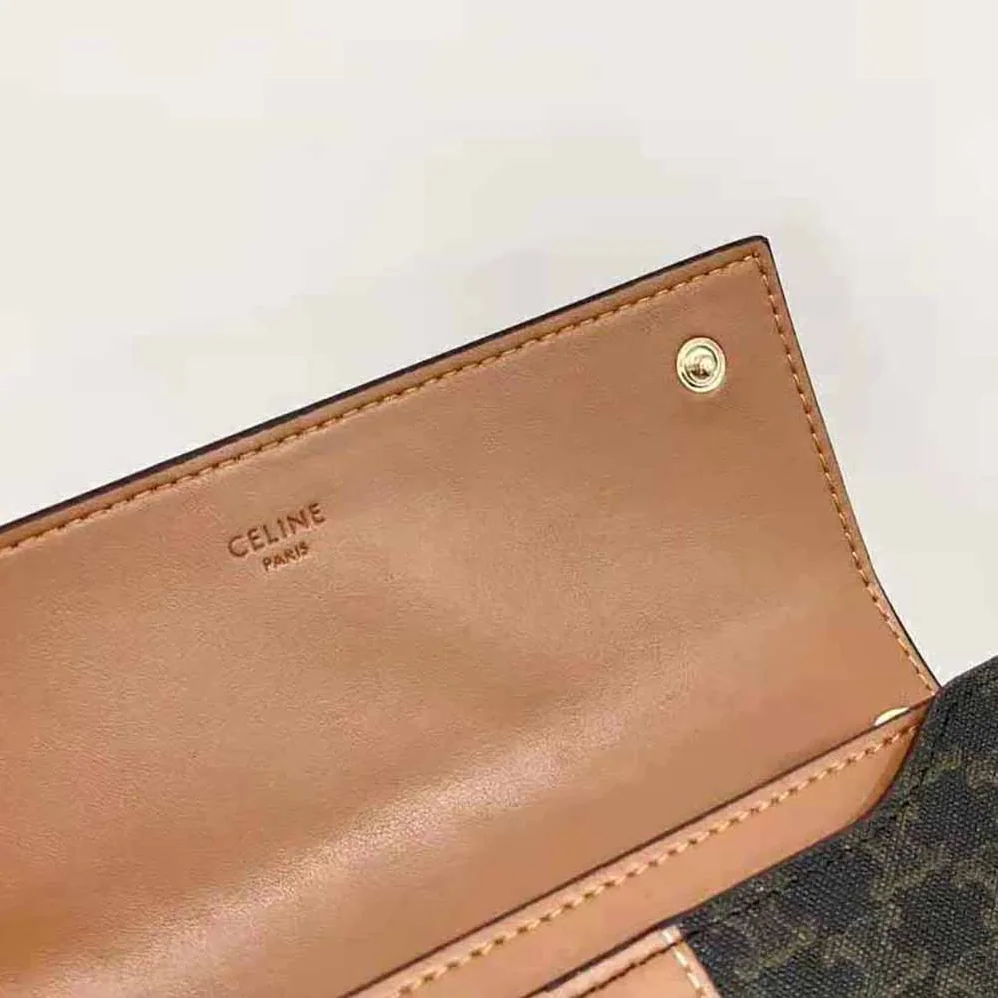 Celine Large Flap Wallet in Triomphe Canvas and Lambskin for Women Celine Large Flap Wallet in Triomphe Canvas and Lambskin for Women