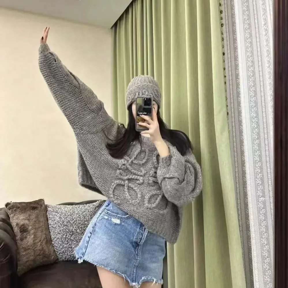 Loewe Anagram Sweater in Mohair for Women in Grey Loewe Anagram Sweater in Mohair for Women in Grey
