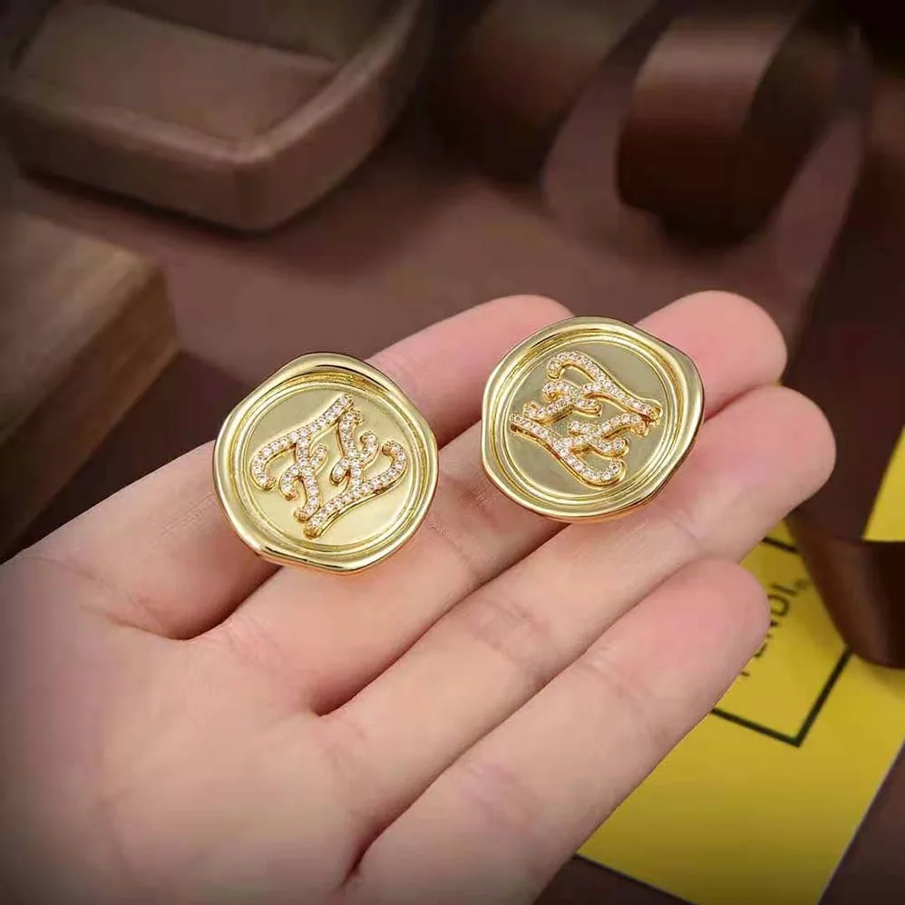 Fendi Karligraphy Gold for Women in colored Earrings