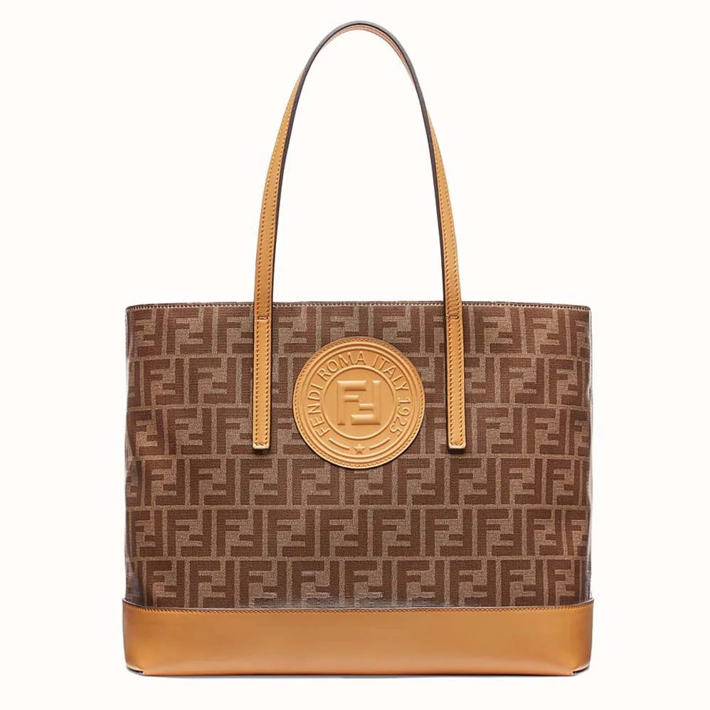 Fendi Shopping Logo Leather Shopper for Women in Brown