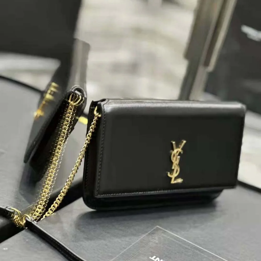 Saint Laurent YSL Cassandre Phone Holder with Strap in Smooth Leather for Women in Black Saint Laurent YSL Cassandre Phone Holder with Strap in Smooth Leather for Women in Black