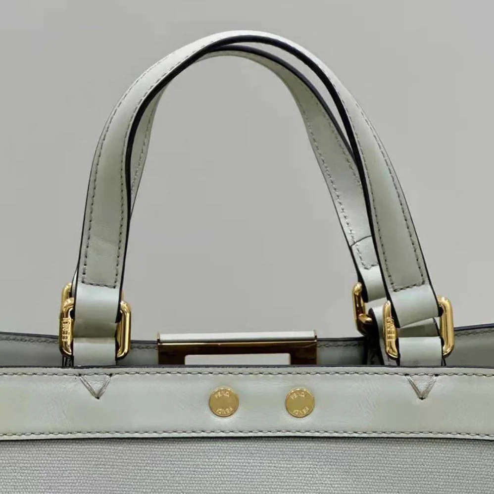 Fendi X-Tote Light Green Canvas Shopper with FF Embroidery for Women Fendi X-Tote Light Green Canvas Shopper with FF Embroidery for Women