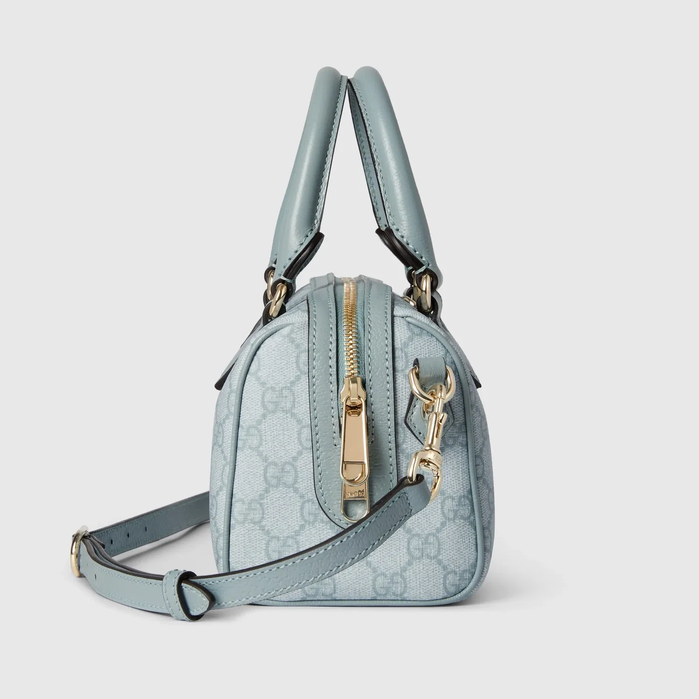 Gucci Ophidia Mini Top Handle Bag in Dusty Blue Gold Hardware