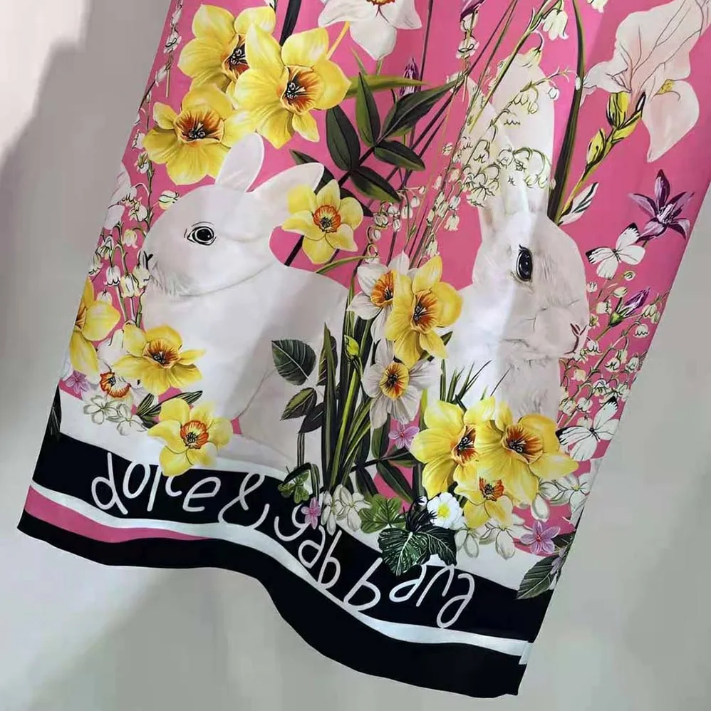 Dolce Gabbana D&G Rabbit for Women in Print Charmeuse Midi Dress Dolce Gabbana D&G Rabbit for Women in Print Charmeuse Midi Dress