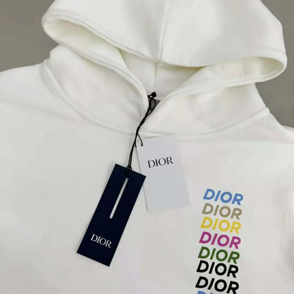 Dior Relaxed-fit Hooded Sweatshirt White Cotton Fleece for Men