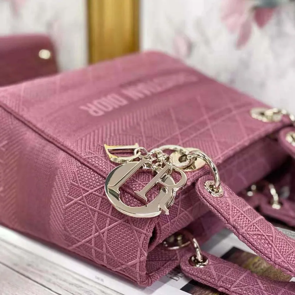 Dior Medium Lady D-lite Bag Mallow Rose Cannage Embroidery for Women Dior Medium Lady D-lite Bag Mallow Rose Cannage Embroidery for Women