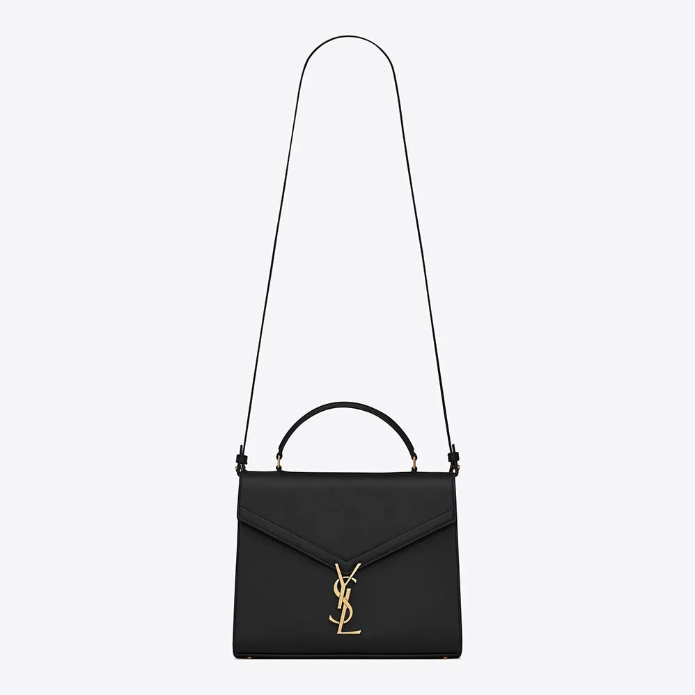 Saint Laurent YSL Cassandra Top Handle Medium Bag in Grain DE Poudre Embossed Leather for Women in Black Saint Laurent YSL Cassandra Top Handle Medium Bag in Grain DE Poudre Embossed Leather for Women in Black