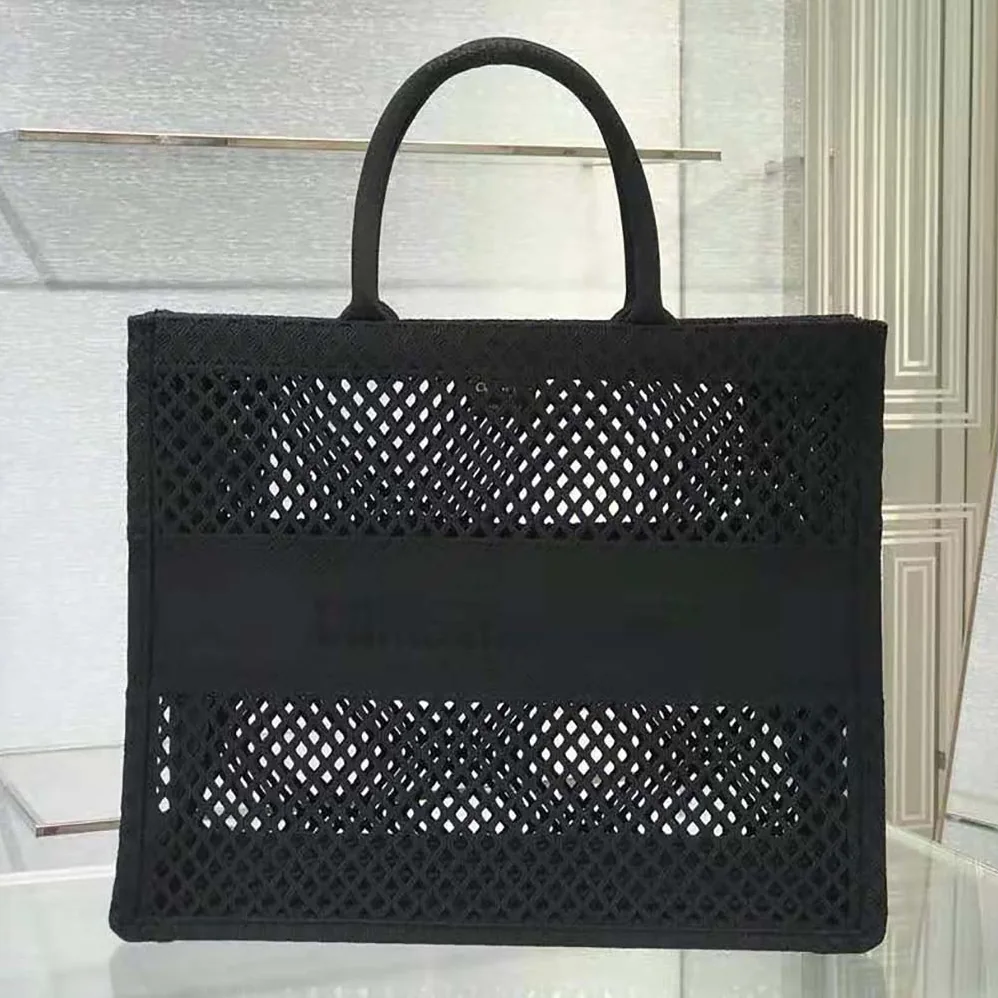 Dior Dior Book Tote Black Mesh Embroidery for Women