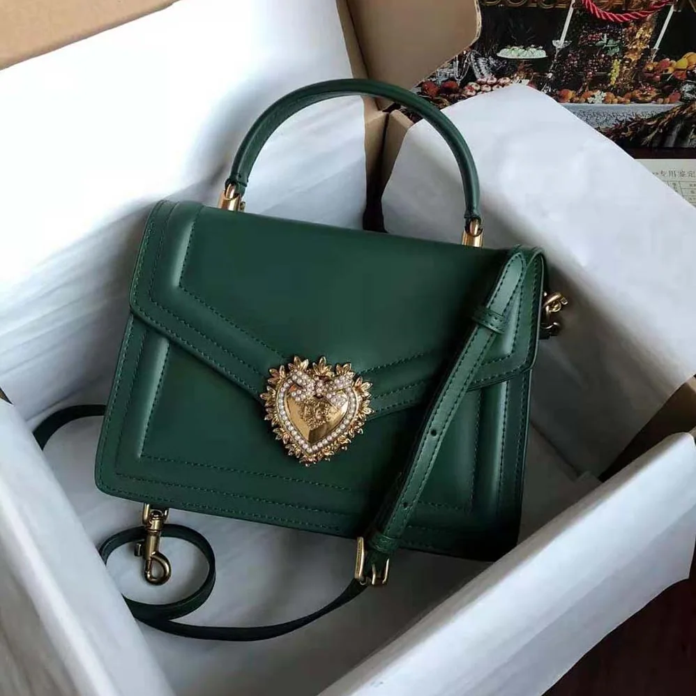 Dolce Gabbana D&G Small Smooth Calfskin Devotion Bag for Women in Green