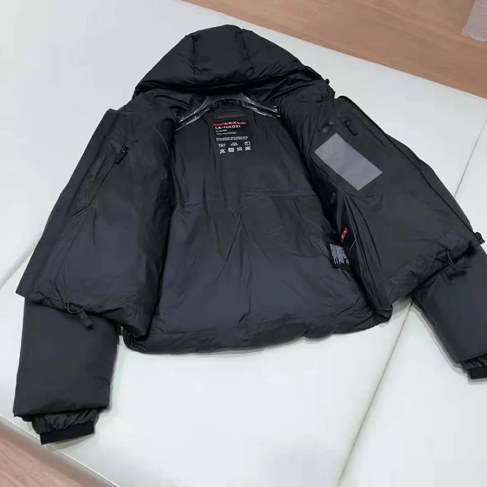 Prada Technical Nylon Puffer Jacket for Women in Black Prada Technical Nylon Puffer Jacket for Women in Black