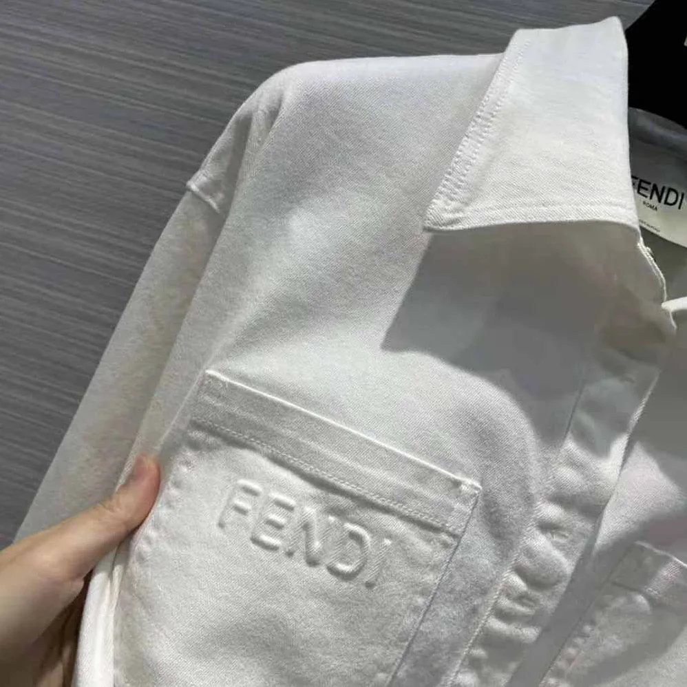 Fendi Single-breasted Go-To White Denim Go for Women in To Jacket Fendi Single-breasted Go-To White Denim Go for Women in To Jacket