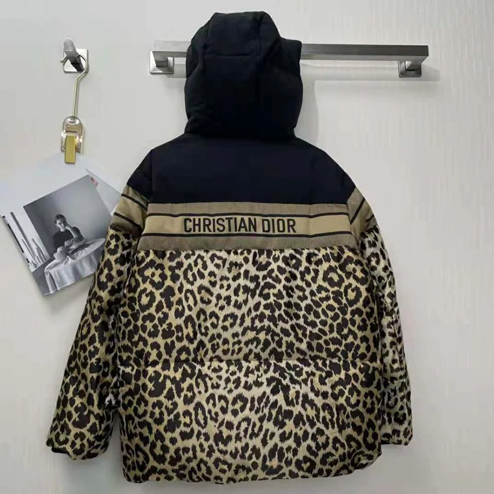 Dior Dioralps Hooded Down Jacket Beige Multicolor Mizza Quilted Technical Fabric for Women