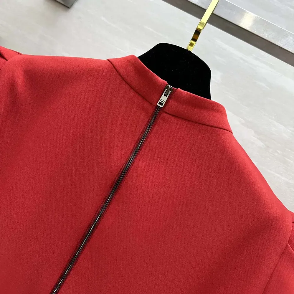 Dior Short Belted Dress Bright Red Lightweight Wool and Silk for Women