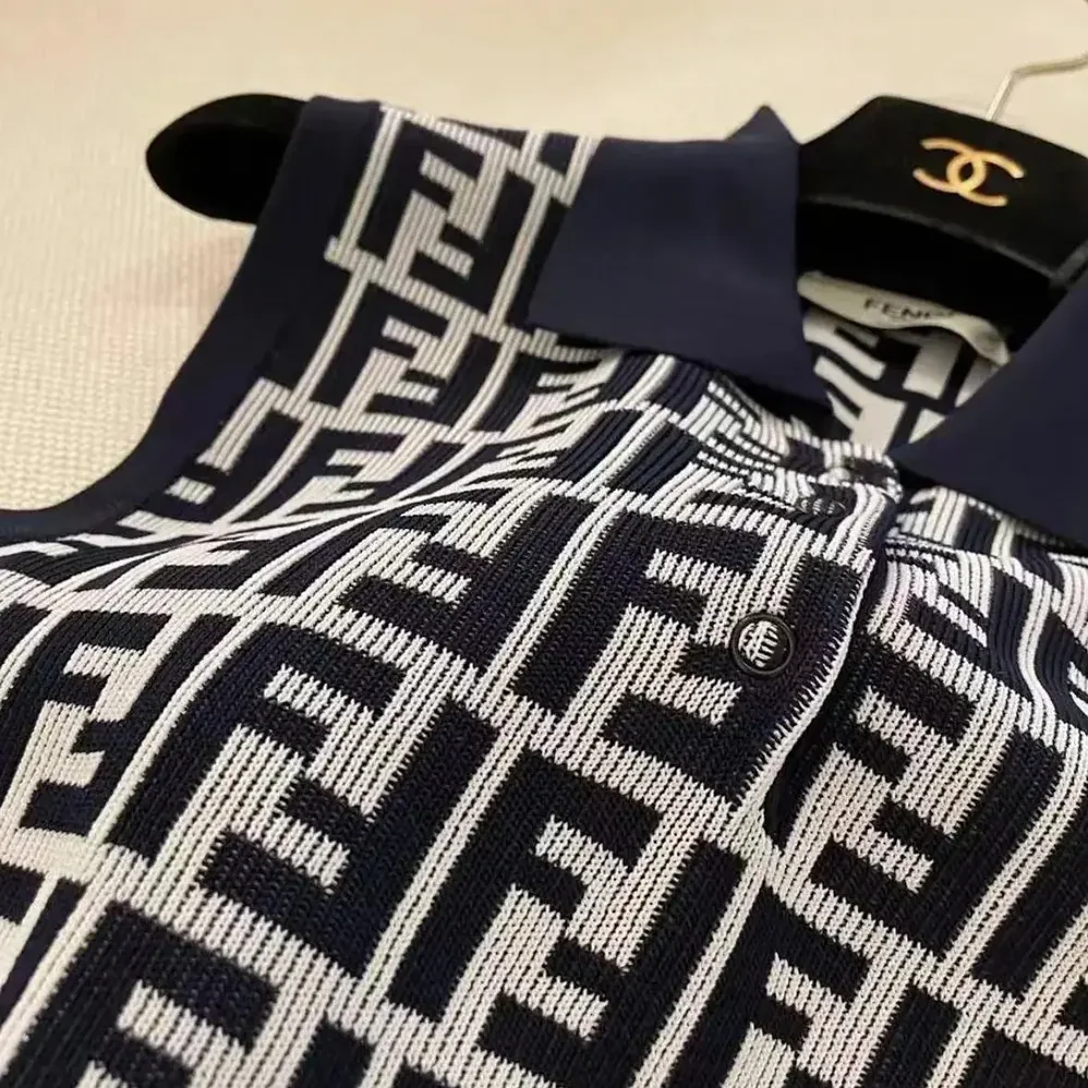 Fendi Navy Blue FF Cotton Dress for Women Fendi Navy Blue FF Cotton Dress for Women
