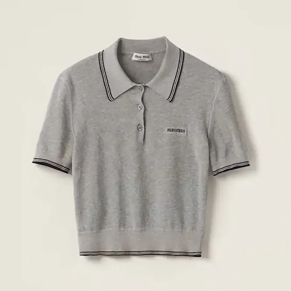 Miu Miu Cotton Jersey Polo Shirt for Women Miu Miu Cotton Jersey Polo Shirt for Women