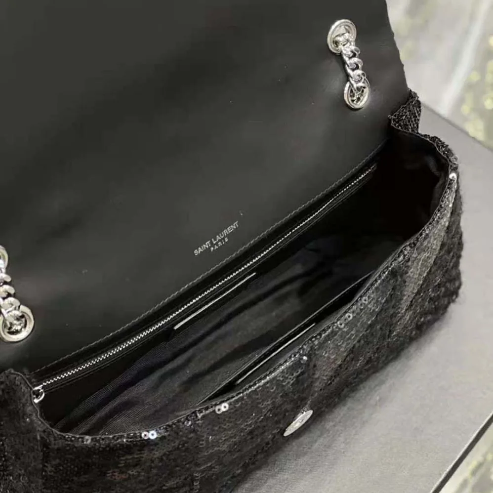 Saint Laurent YSL Jamie Medium Chain Bag “Carré Rive Gauche” in Sequins and Sequined Tweed for Women Saint Laurent YSL Jamie Medium Chain Bag “Carré Rive Gauche” in Sequins and Sequined Tweed for Women
