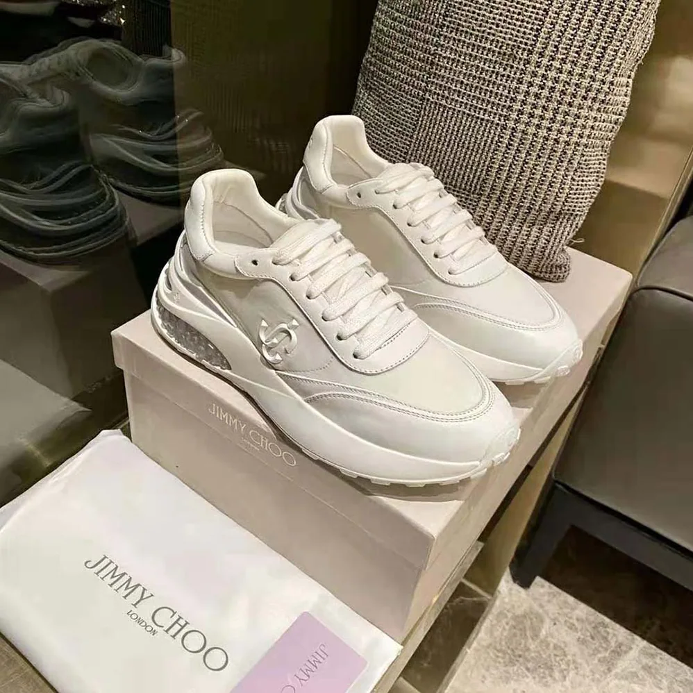 Jimmy Choo Memphis Lace UP/M White Neoprene and Leather Low for Women in Top Trainers Jimmy Choo Memphis Lace UP/M White Neoprene and Leather Low for Women in Top Trainers