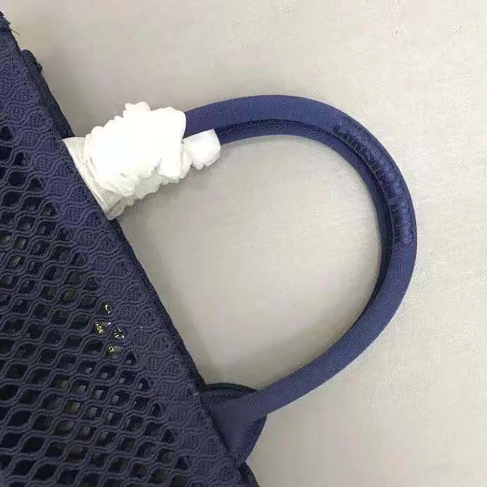 Dior Small Dior Book Tote Blue Mesh Embroidery for Women