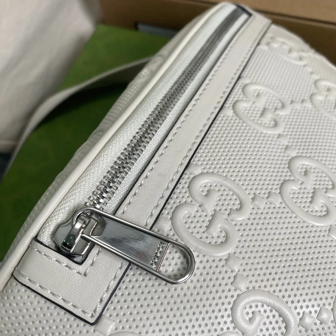 Gucci GG Embossed Belt Bag White GG Embossed / Gucci GG Embossed Belt Bag White GG Embossed /