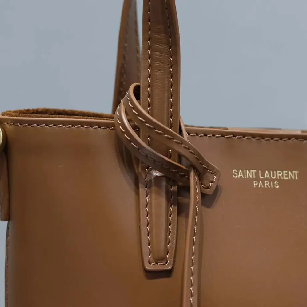 Saint Laurent YSL Mini Toy Shopping Saint Laurent in Box Leather for Women in Brown