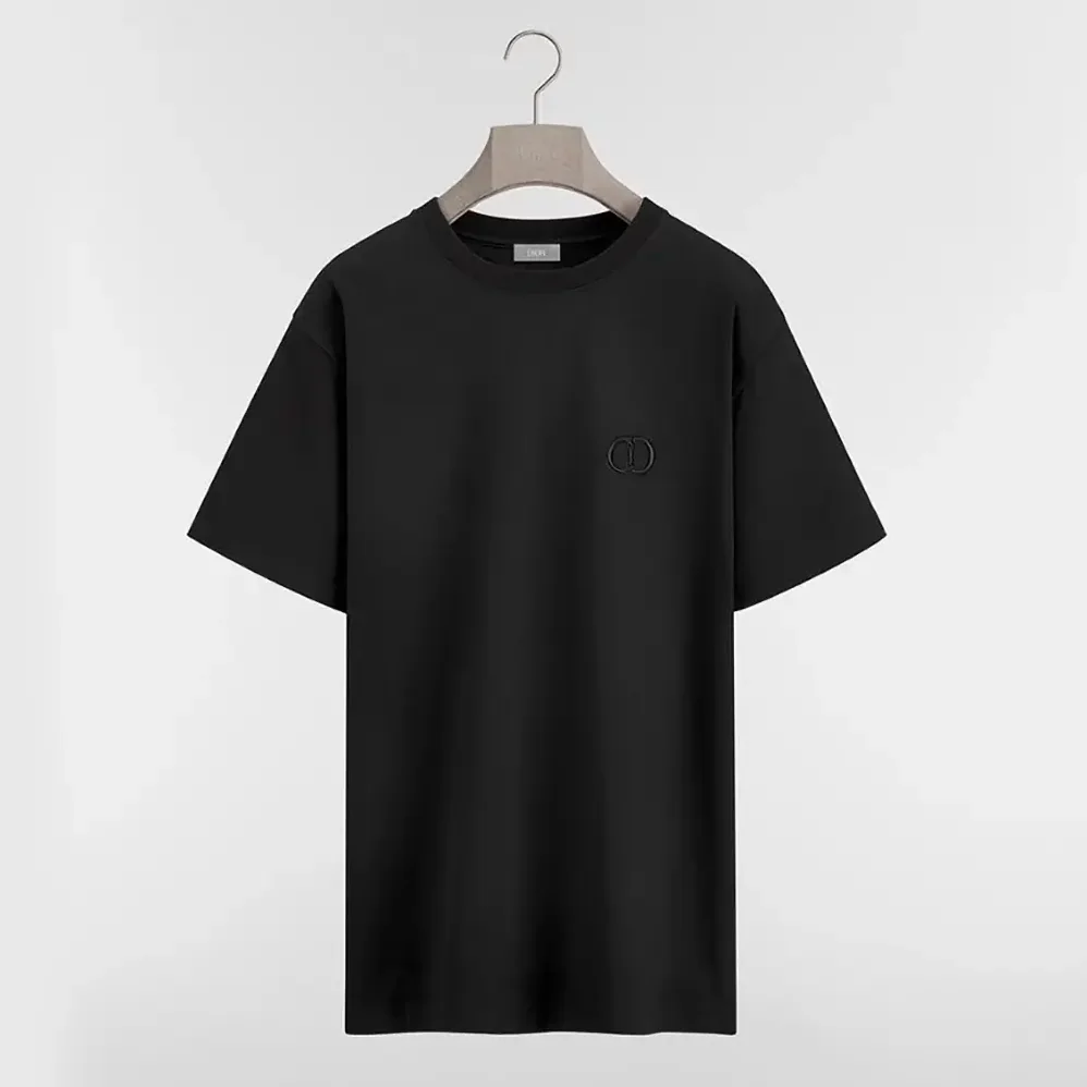 Dior CD Icon T-Shirt Regular Fit Black Cotton Jersey for Men Dior CD Icon T-Shirt Regular Fit Black Cotton Jersey for Men