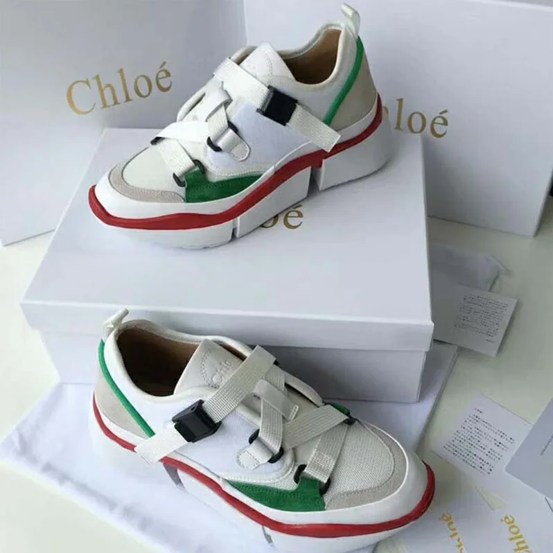 Chloe Sonnie Low-Top Sneaker in Suede Calfskin & Mix of Materials for Women in White Chloe Sonnie Low-Top Sneaker in Suede Calfskin & Mix of Materials for Women in White