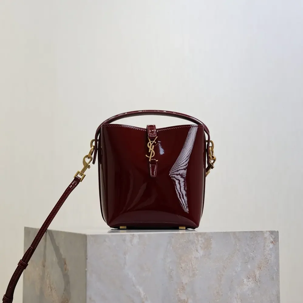 Saint Laurent YSL Le 37 Mini In Patent Leather for Women in Maroon