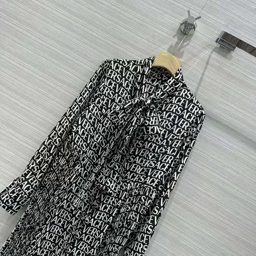 Versace Allover Midi Shirt Dress for Women in Black Versace Allover Midi Shirt Dress for Women in Black