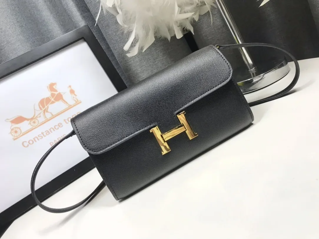 Hermes Constance Togo Long Wallet Black Gold Hardware Hermes Constance Togo Long Wallet Black Gold Hardware