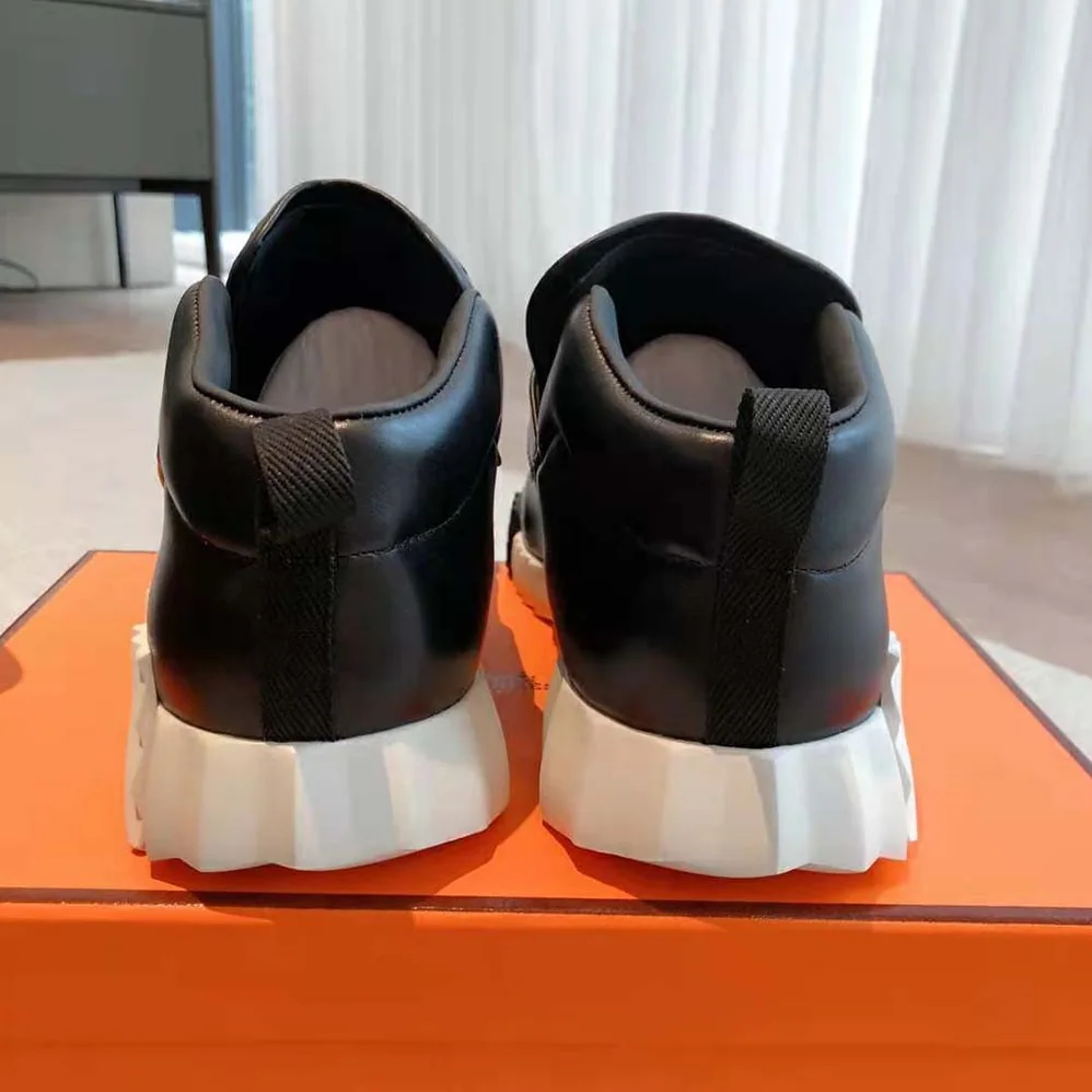 Hermes H Sneaker in Stretch Canvas and Calfskin for Men in Black