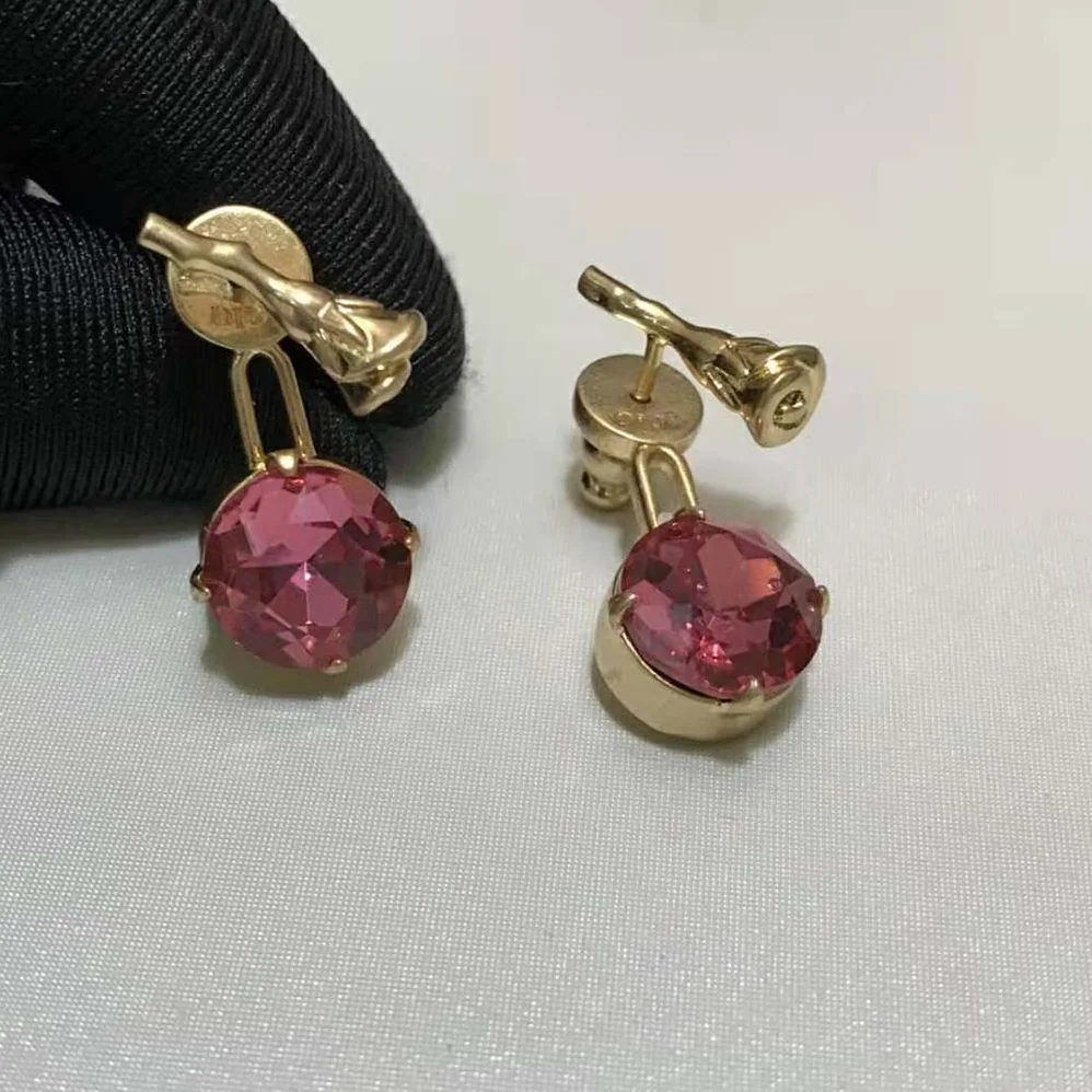 Dior Dream Earrings Gold-Finish Metal and Pink Crystals for Women Dior Dream Earrings Gold-Finish Metal and Pink Crystals for Women