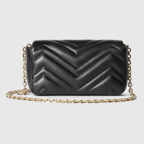 Gucci Marmont Mini Shoulder Bag in Black Gold Hardware