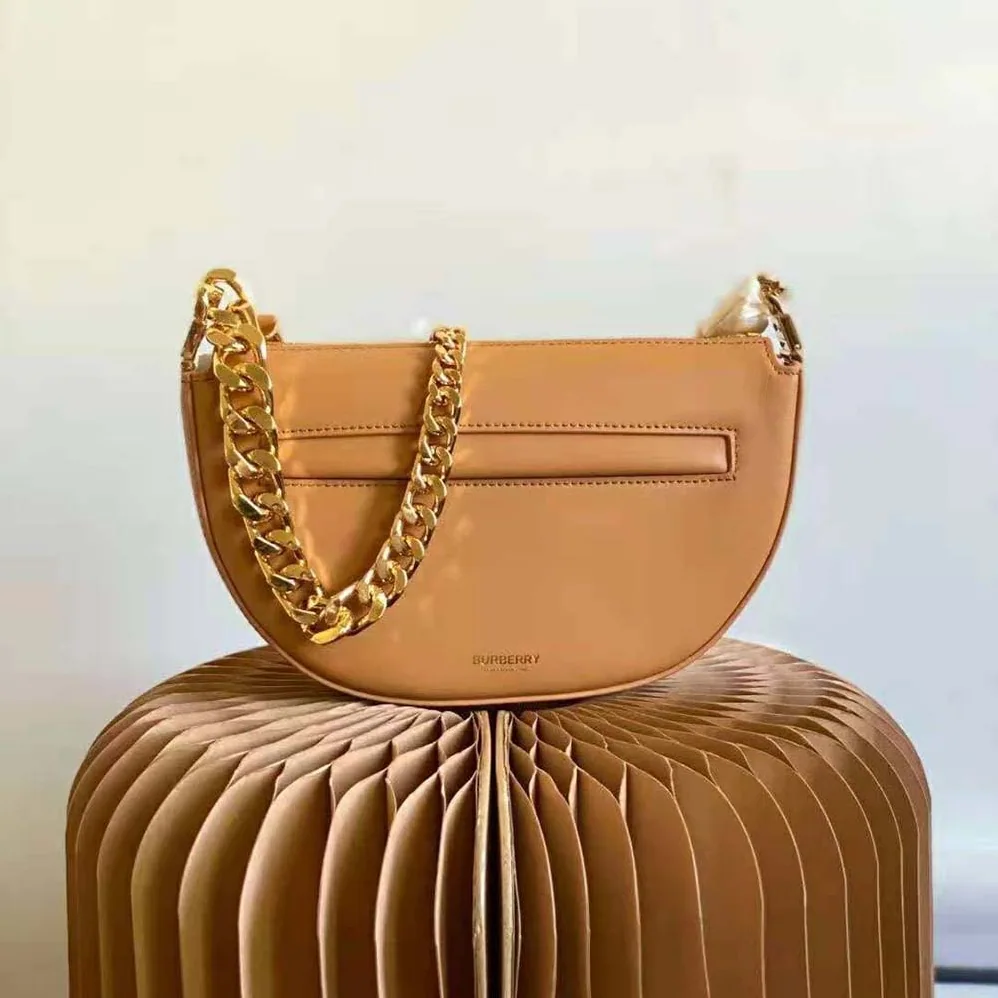 Burberry Mini Leather Zip Olympia Bag for Women in Brown