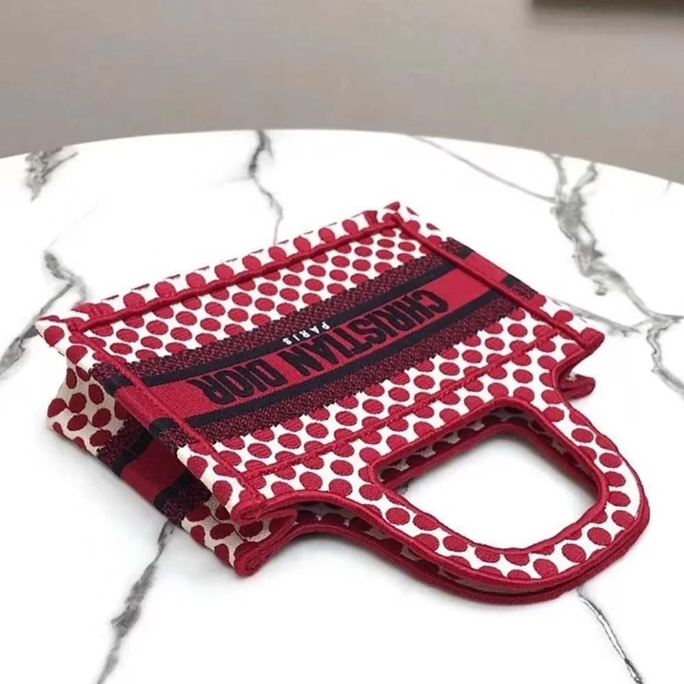 Dior Mini Dioramour Dior Book Tote White and Red Dior Dots Embroidery for Women Dior Mini Dioramour Dior Book Tote White and Red Dior Dots Embroidery for Women