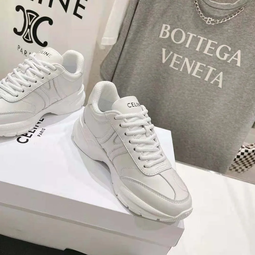 Celine Runner Cr-02 Low Lace-up Sneaker in Calfskin for Unisex in White Celine Runner Cr-02 Low Lace-up Sneaker in Calfskin for Unisex in White