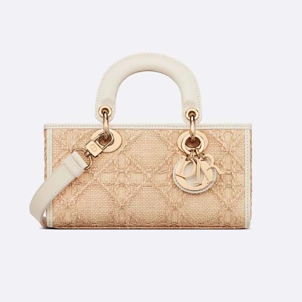 Dior Small Lady D-joy Bag Natural Macrocannage Raffia for Women