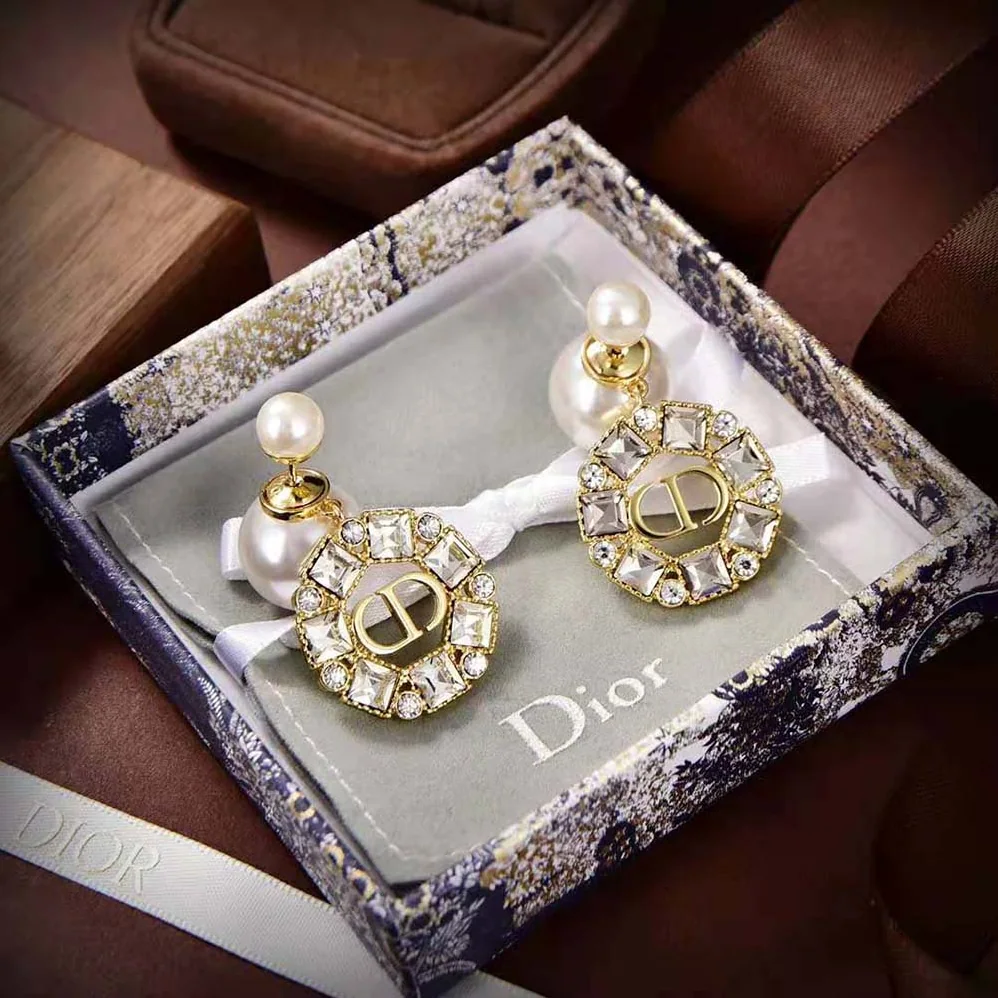 Dior Tribales Earrings Gold-Finish Metal and White Resin Pearls for Women