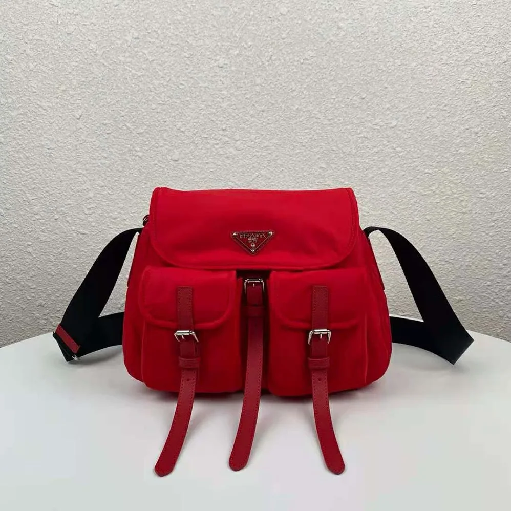 Prada Nylon Shoulder Bag for Women in Red